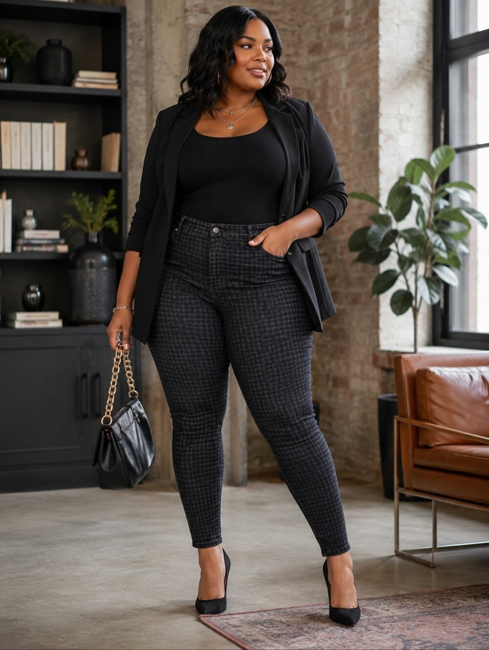 TORRID Sky High Super Soft Skinny Gray Black Houndstooth Print Jeans NWT